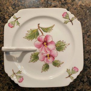 Lemon wedge serving dish. Vintage Granny Core floral with makers mark on back.